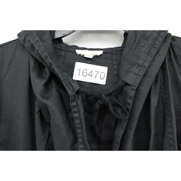 Eileen Fisher Linen Cape Coat Women’s Medium Black Gothic Open Front Pockets - Picture 8 of 8